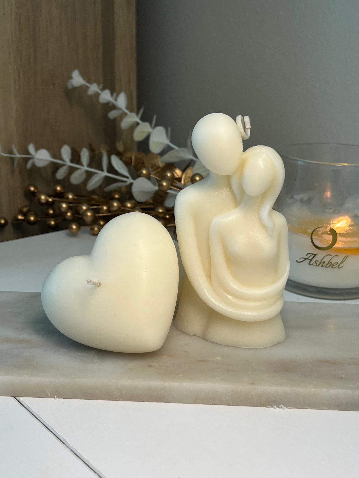 Embrace and Heart Sculptural Candle